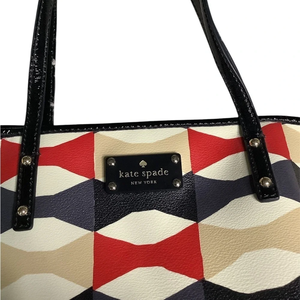 Kate Spade Red and Black Geometric Tote Bag